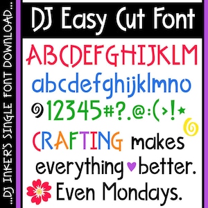 DJ Easy Cut Font von DJ Inkers - Single Cut Buchstaben für Cricut, Silhouette oder Die Cut Maschine