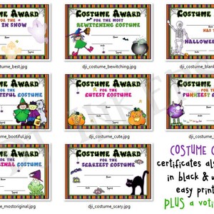 Costume Contest Printable Certificates for Halloween - Etsy