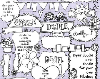 Just Doodles - Black & White Clip Art Download - Volume 1