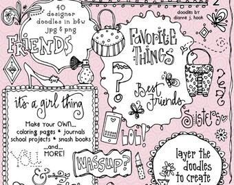 Just Doodles - Black & White Clip Art Download - Volume 2