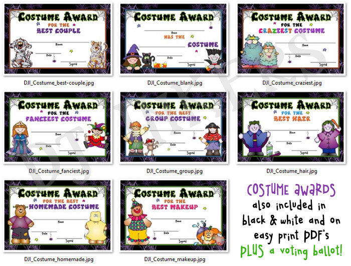 Halloween Costume Awards Printable Certificates - Etsy