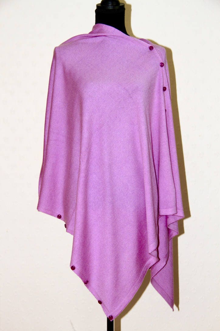 Image of Cashmere Poncho Ladies Pashmina Wool Cape Scarf Shawl Buttoned Elegant Wrap