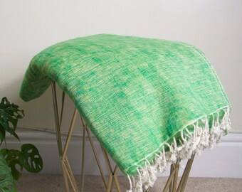Green Large Shawl Yak Wool Blend Blanket Travel Wrap Blanket Handmade Nepalese Wrap
