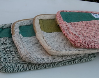 Laptop Case Natural Hemp Sleeve Bag Eco-Friendly Organic Handmade Nepal Red dyed
