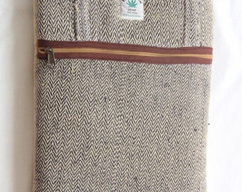 Laptop Case Natural Hemp Sleeve Bag Open Top Eco-Friendly Organic Handmade Nepal