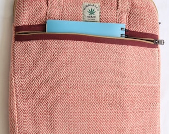 Laptop Case Natural Hemp Sleeve Bag Eco-Friendly Organic Handmade Nepal