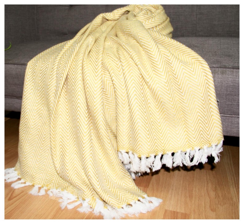 Mustard Yellow Thick Cashmere Blanket Throws Cashmere Large Etsy