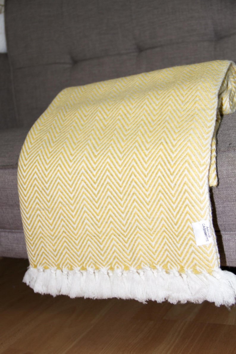 Mustard Yellow Thick Cashmere Blanket Throws Cashmere Large Etsy