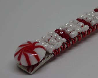 Holiday Red & White Beaded Appetizer Spreader