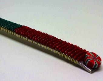 Holiday Red & Green Beaded Appetizer Spreader