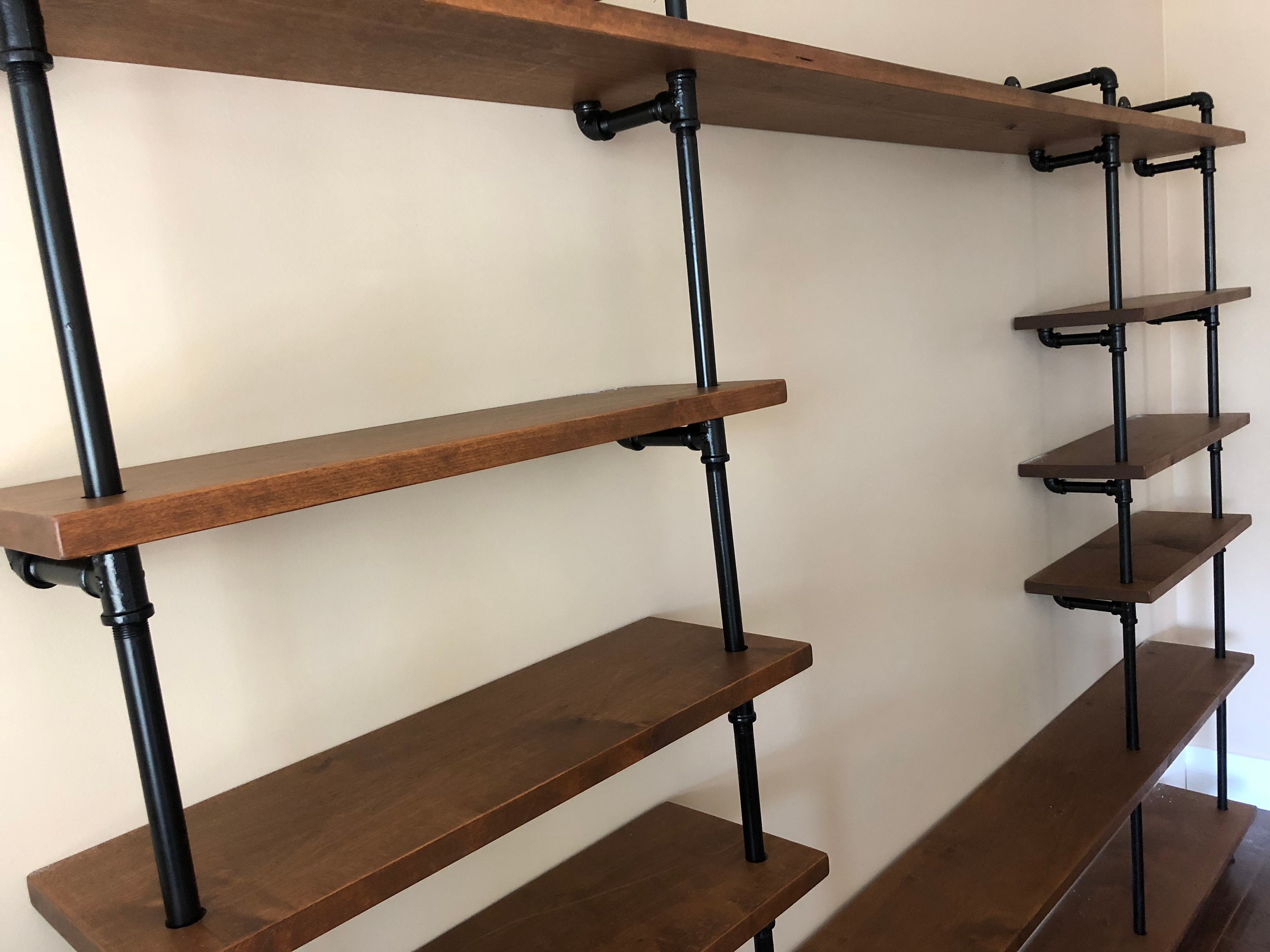 Large industrial pipe wall shelf entertainment unit living Etsy