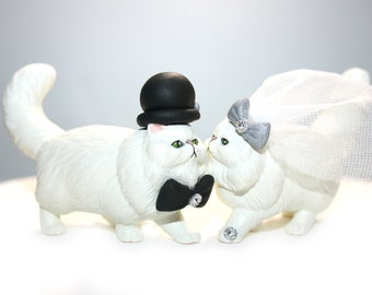 Cat Cake Topper; Persian Cats; Wedding Cake Topper; Animal Cake Topper; Kittens; Custom Cake Topper; Cat Lover; Bride and Groom; White Cats