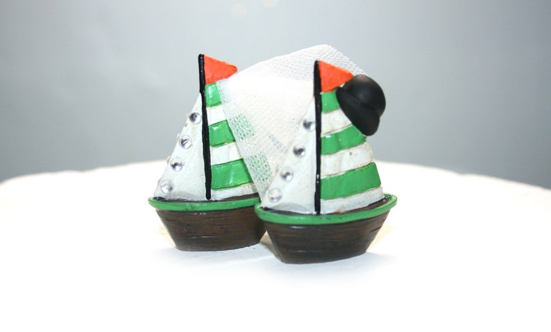Sailboat Wedding Cake Toppers Adorable; Cute; Unique Wedding Cake Toppers; Mr and Mrs Beach Wedding Cake Toppers Water Cake Toppers