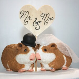 Guinea Pigs Wedding Cake Toppers Fun Wedding Cake Toppers Guinea Pig Cake Toppers Bride and Groom Sentimental Pets Keepsake image 8