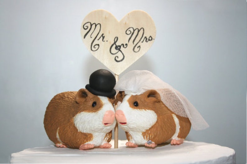 Guinea Pigs Wedding Cake Toppers Fun Wedding Cake Toppers Guinea Pig Cake Toppers Bride and Groom Sentimental Pets Keepsake image 8