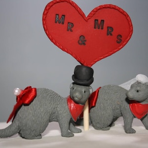 Ferret Cake Toppers - Ferrets - Wedding Cake Toppers - Small Cake Toppers - Bride and Groom - Animal Cake Toppers - Cute Cake Toppers