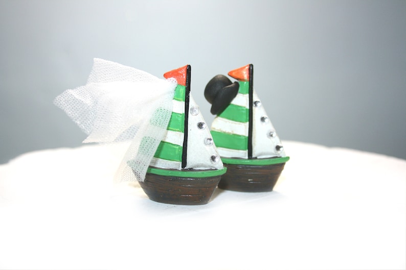 Sailboat Wedding Cake Toppers Adorable; Cute; Unique Wedding Cake Toppers; Mr and Mrs Beach Wedding Cake Toppers Water Cake Toppers