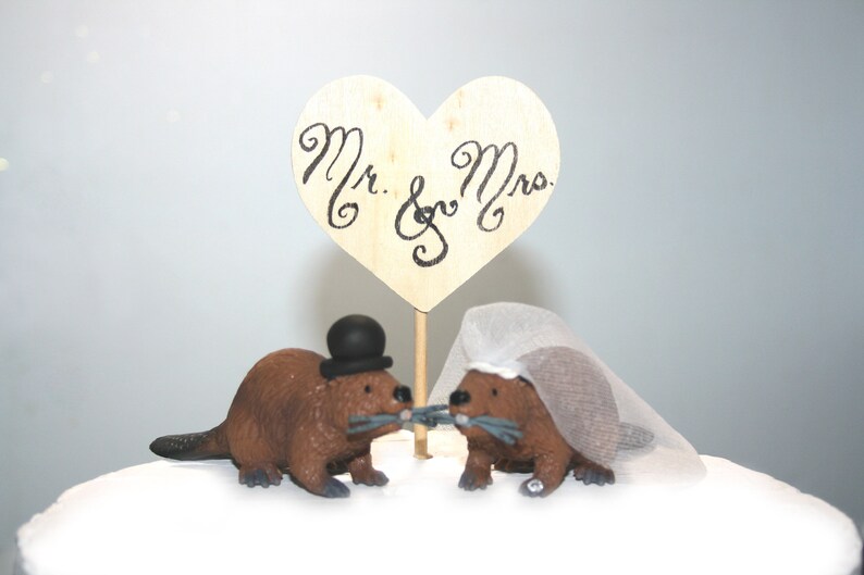 Wedding Cake Toppers Bride Groom Beavers Canadian Cute Etsy