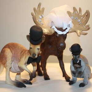 Family Cake Toppers - Wedding Cake Toppers - Family Wedding Cake Toppers - Canadian - Australian - Kangaroos; Moose; Wallaby - Custom