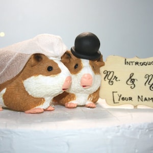 Guinea Pigs Wedding Cake Toppers Fun Wedding Cake Toppers Guinea Pig Cake Toppers Bride and Groom Sentimental Pets Keepsake image 1