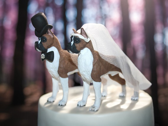 Toppers torta boxer Toppers torta nuziale Sposa e sposo cane Toppers torta  cane Toppers torta animale Toppers torta nuziale carino -  Italia