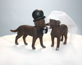 Labrador Retriever Cake Toppers - Brown Labs - Wedding Cake Toppers - Labrador Cake Toppers - Bride and Grooms - Dog Cake Toppers - Dogs