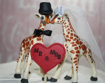 Wedding Cake Toppers - Giraffe Cake Toppers - Cake Toppers Animals - Bride and Groom - Safari Wedding - Zoo - Wedding Toppers - Wedding Cake