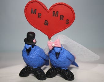 Blue Bird Wedding Cake Toppers - Bird Cake Toppers - Wedding Decor - Love Birds - Wedding Toppers - Cake Toppers with Animals - Custom