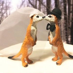 Meerkat Cake Toppers - Wedding Cake Toppers - Bride and Grooms - Animal Cake Toppers - Cute - Day of the Dead - Geek Wedding - Quirky