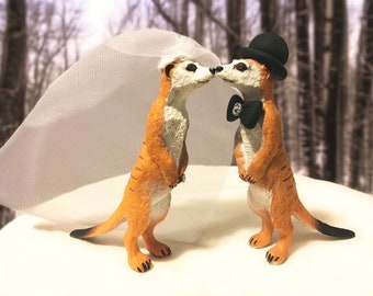 Meerkat Cake Toppers - Wedding Cake Toppers - Bride and Grooms - Animal Cake Toppers - Cute - Day of the Dead - Geek Wedding - Quirky