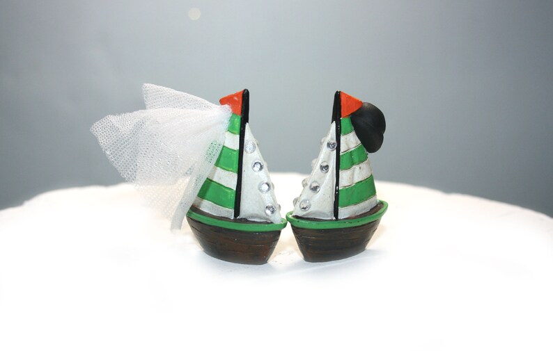 Sailboat Wedding Cake Toppers Adorable; Cute; Unique Wedding Cake Toppers; Mr and Mrs Beach Wedding Cake Toppers Water Cake Toppers