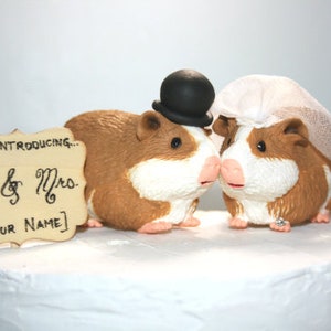 Guinea Pigs Wedding Cake Toppers Fun Wedding Cake Toppers Guinea Pig Cake Toppers Bride and Groom Sentimental Pets Keepsake image 2