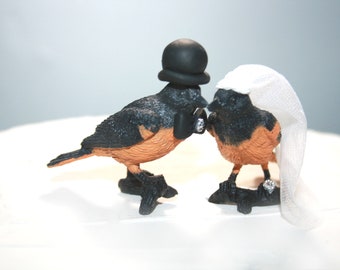 Robin Cake Topper - Bird Cake Toppers - Robins - Wedding Cake Toppers - Love Birds - Wedding Cake Decor; Wedding Decorations; Custom; Small