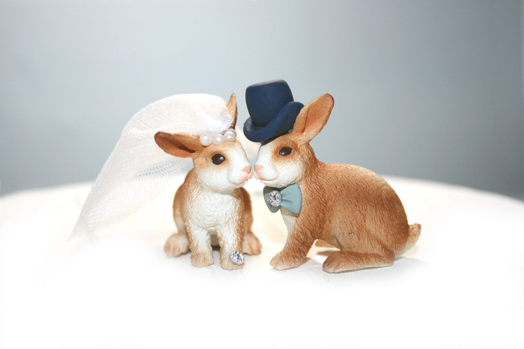 Wedding Toppers Rabbit Bunny Cake Toppers - Rabbit Cake Toppers - Easter Wedding - Animal ...
