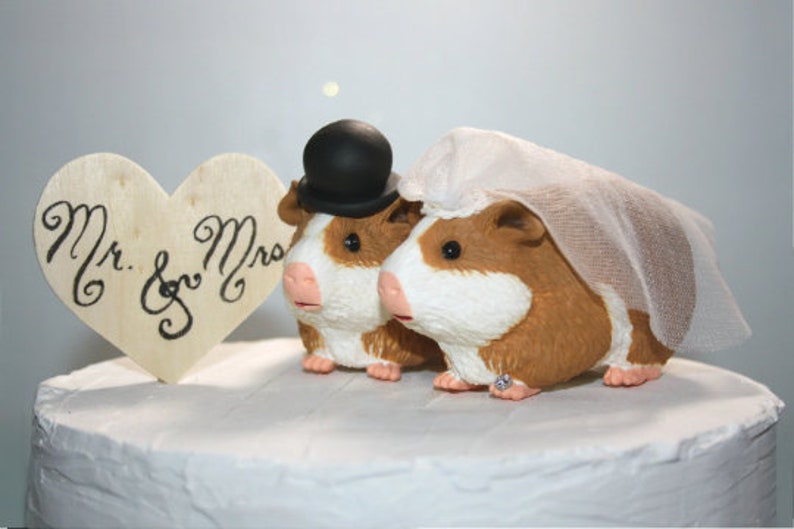 Guinea Pigs Wedding Cake Toppers Fun Wedding Cake Toppers Guinea Pig Cake Toppers Bride and Groom Sentimental Pets Keepsake image 7