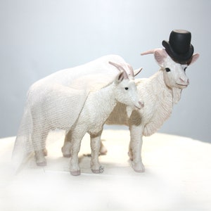 Goat Cake Toppers - Wedding Cake Toppers - Billy Goat - Nanny Goat - Bride and Groom - Farm - Custom - Animals - Country - Goats - White