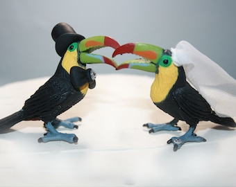 Bird Cake Toppers - Toucan Cake Toppers - Wedding Cake Toppers - Bird Bride and Groom - Exotic Bird Cake Toppers - Custom Toppers - Toucans