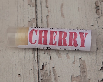 All Natural Cherry Lip Balm ~ Organic Oils and Butters,  Christmas Gifts Under 10 for him, Nice Mom Present, Holiday Stocking Stuffer ideas