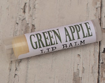 Organic All Natural Green Apple Flavored Lip Balm ~ Great Stocking Stuffers for Kids, Presents under 10, Manly Boyfriend Gift, Party Favors