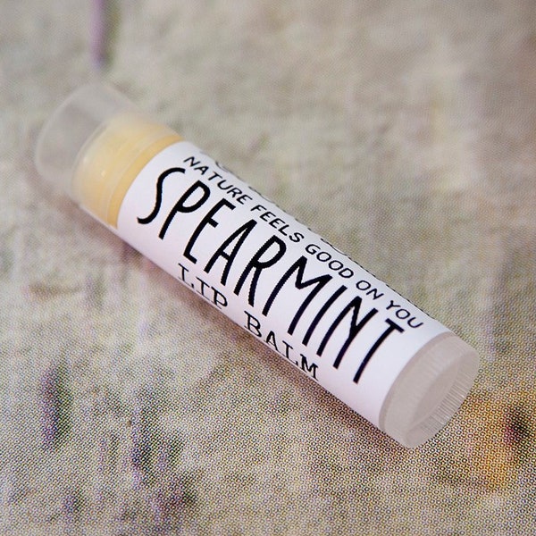 Organic Spearmint Lip Balm ~ Naturally Soothing and Moisturizing, Best Dad Christmas Gifts under 10, Nice Holiday Stocking Stuffer for Women