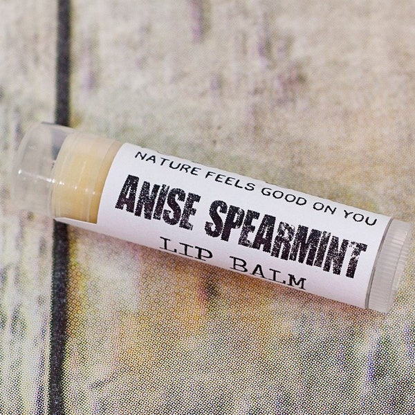 Organic Anise Spearmint ~ Natural Herbal Lip Balm, Christmas Gardening Gift Idea, Nice Stocking Stuffers for Mom, Gifts Under 10 for Him