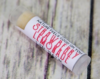 All Natural Organic Strawberry Lemonade Lip Balm ~ Great Kid Stocking Stuffers, Christmas Ideas under 10, Girl Gift for Her, Wife Presents