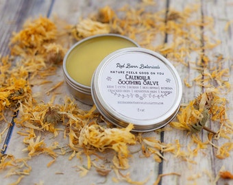 Organic Calendula Salve ~ All Natural Sensitive Skin Balm, Gardening Christmas Presents, Stocking Stuffers for Her, Garden Gift Basket Idea