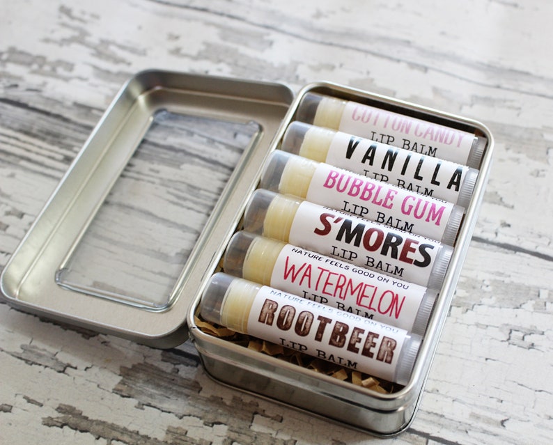 Organic All Natural Gift Set of 6 Lip Balms Great Kid Stocking Stuffer Idea, Nice Gifts Under 30, Best Husband Presents, Gift for Wife image 1