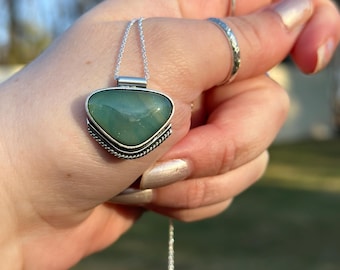 Shades of Green - Fused Glass Necklace - Triangle Necklace - Decorative Necklace - Pendant
