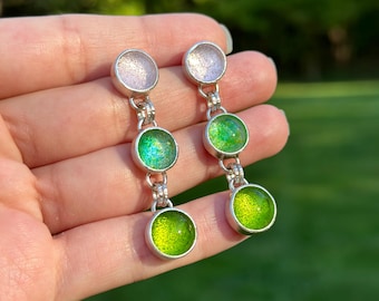 Three Piece Dangle Earrings - Springtime Jewelry - Multi Stone Earrings - Earlobe Earrings