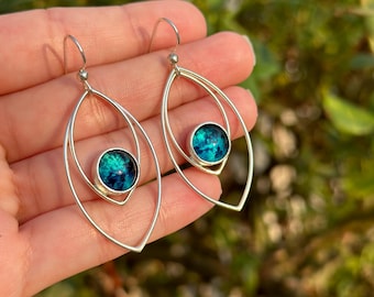 Aqua Statement Earrings - Fused Glass Earrings - Variety of Blue