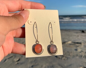 Sunrise and Sunset Dangle Earrings - Fused Glass - Glass Jewelry - Statement Earrings