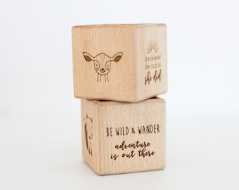 Custom Baby Block Woodland // Regalo de recién nacido para nuevos padres // Cubo de nombre del bebé // Bloque de madera // Regalo personalizado para bebés // Vivero Woodland
