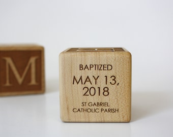 Bloque de bebé de bautismo grabado personalizado // Regalo de bautismo // Regalos de bautizo de bebé // Bloque de madera // Regalo de bebé personalizado // Bloque de bebé personalizado